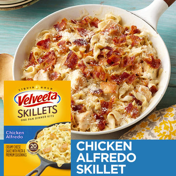 Velveeta Skillets Chicken Alfredo One Pan Dinner Kit With Cheese Sauce (Pasta & Seasonings, 6 Ct Pack, 12.5 Oz Boxes)