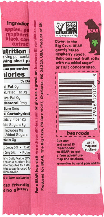 Bear Fruit Roll Raspberry Single, 0.7 oz