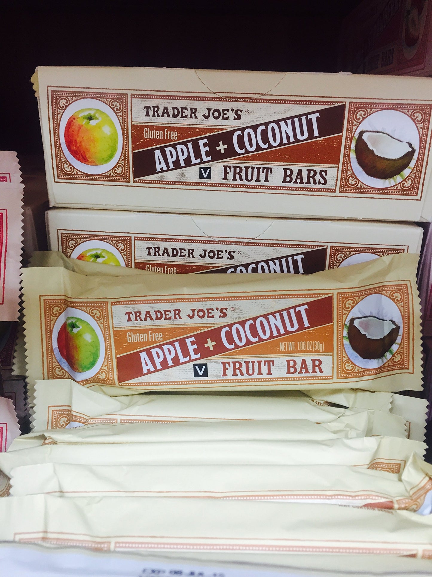 TJs Gluten Free Apple + Coconut Fruit Bars - Pack of 12, 18.3 cm Height
