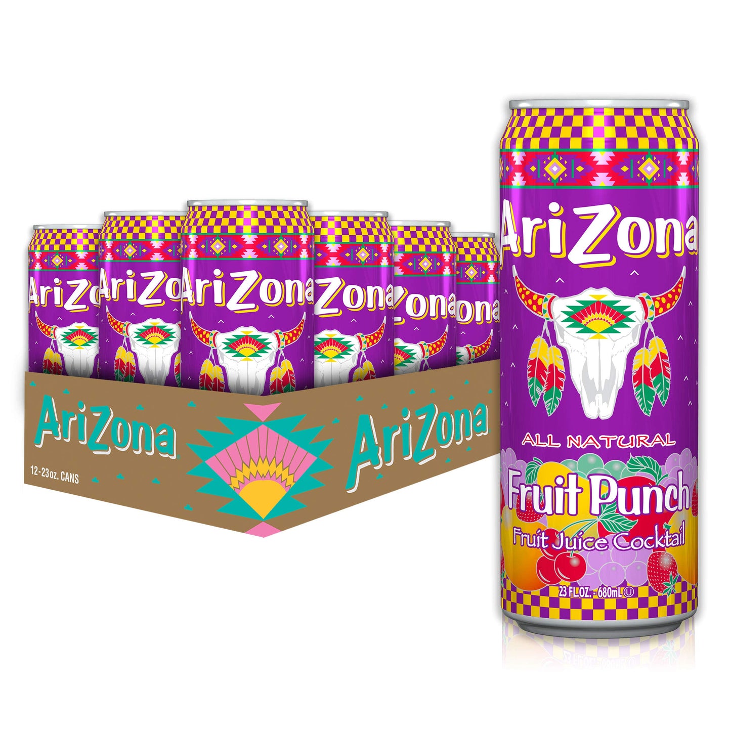 Arizona Fruit Punch - Fruit Juice Mixed Flavor Big Can 22 Fl Oz (Pack Of 12)