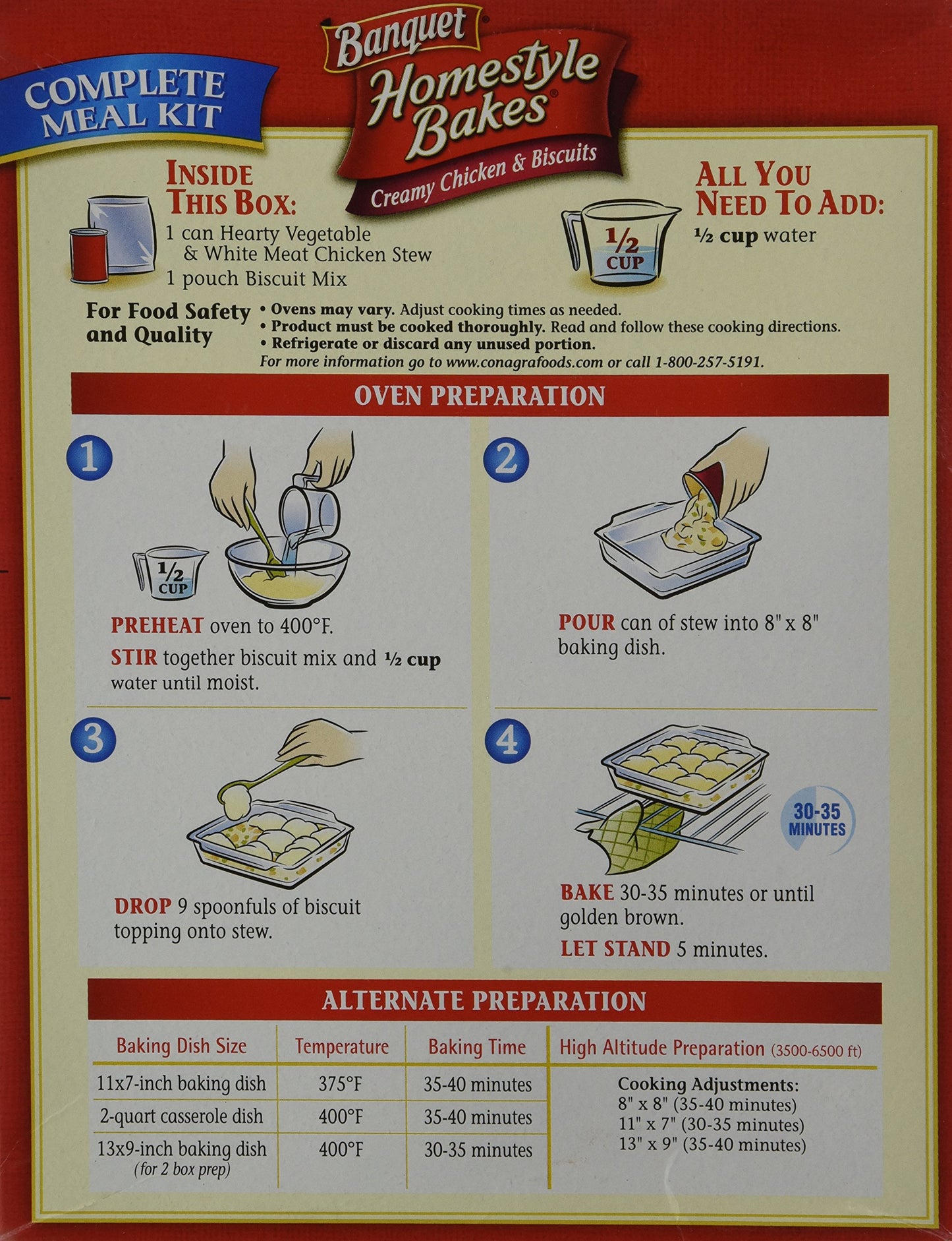 Banquet, Homestyle Bakes, Creamy Chicken & Biscuits, 28.10oz Box (Pack of 3)