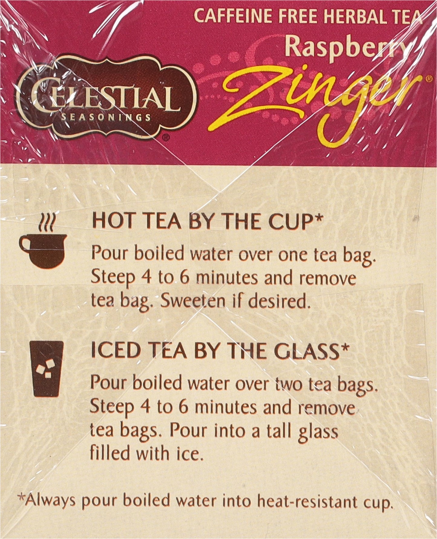 Celestial Seasonings Herbal Tea Raspberry Zinger, Caffeine Free, 20 Count, Multi Color, Model hwziv6-2392