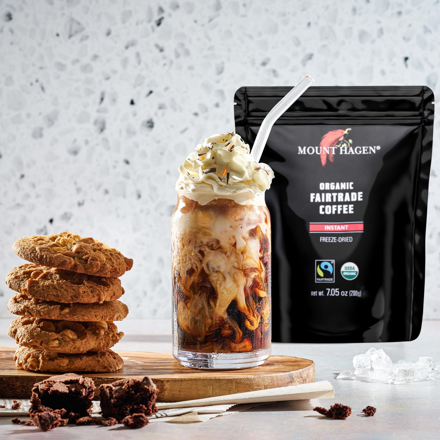 Mount Hagen 7.05oz Organic Freeze Dried Instant Coffee - 2 Pack | Eco-friendly, Fair-Trade Instant Coffee in Resealable Pouch Ba