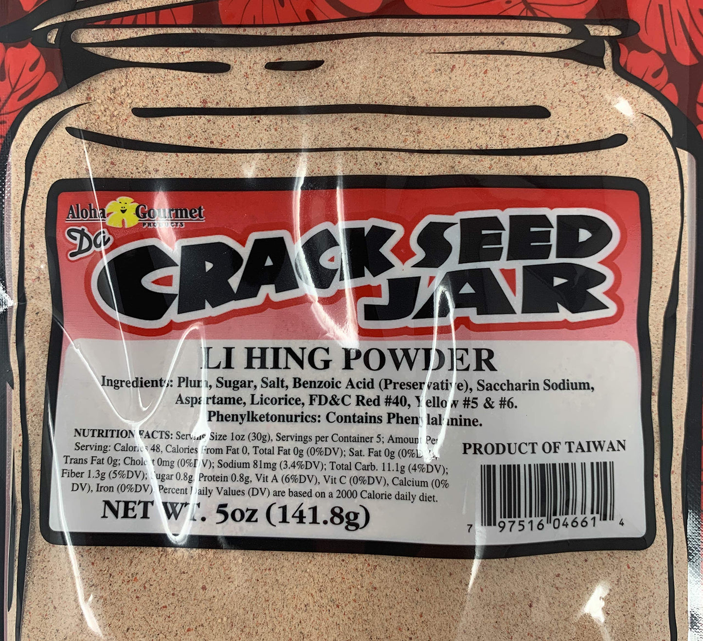 Aloha Gourmet Li Hing Powder, 5 Ounce Jar, Ideal for Snacks and Desserts