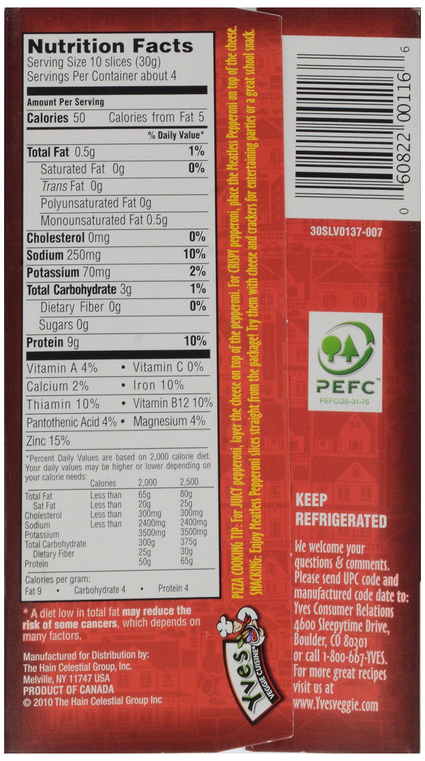 Yves, Vegan Pepperoni Slices, 4.2 Oz