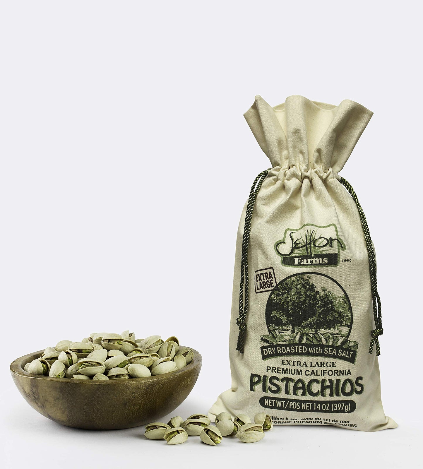 Setton Farms Premium California Pistachios Dry Roasted With Sea Salt Burlap Large Gift Bag| 14 Ounce