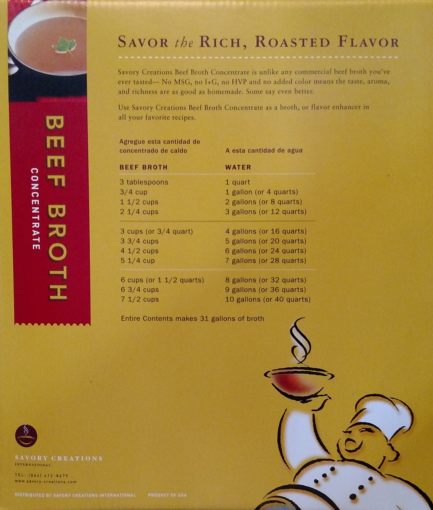 Savory Choice Beef Broth Concentrate - 4.5 Liter (1.19 Gallons) - 20X Concent...