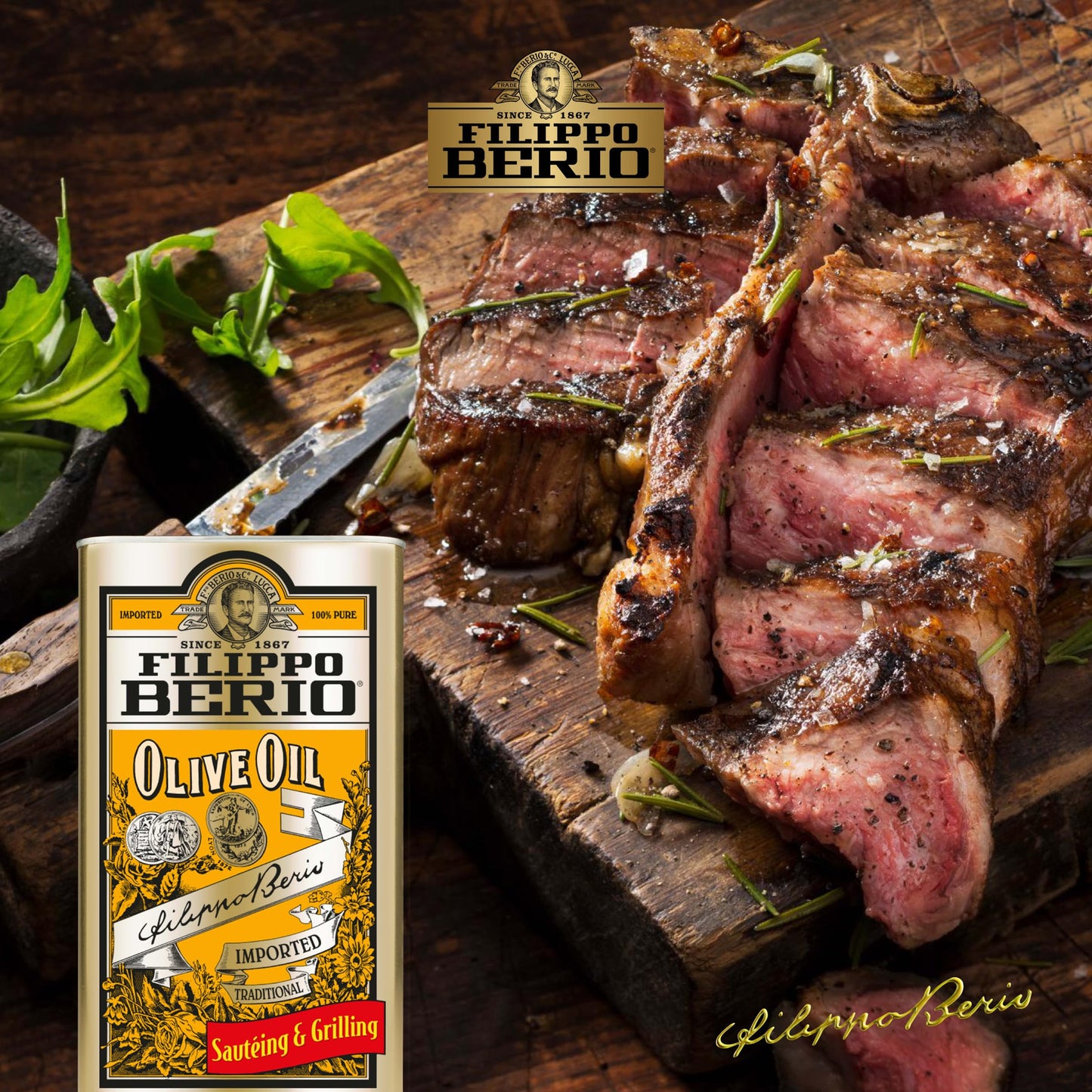 Filippo Berio Pure Olive Oil, 1 Liter Tin (33.8 Ounce)