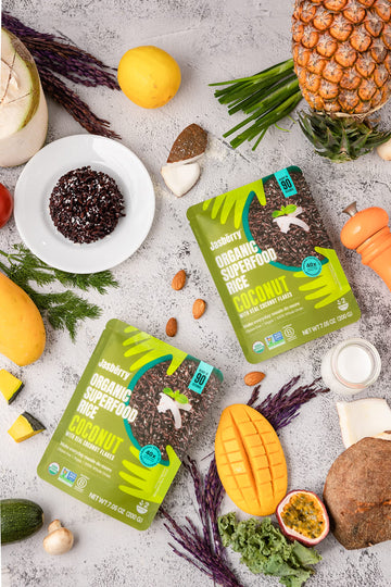 Jasberry Organic Rice With Coconut Flakes - Superfood Rice With High Antioxidants, Ready To Eat Or Heat, Non-Gmo, Gluten-Free, U