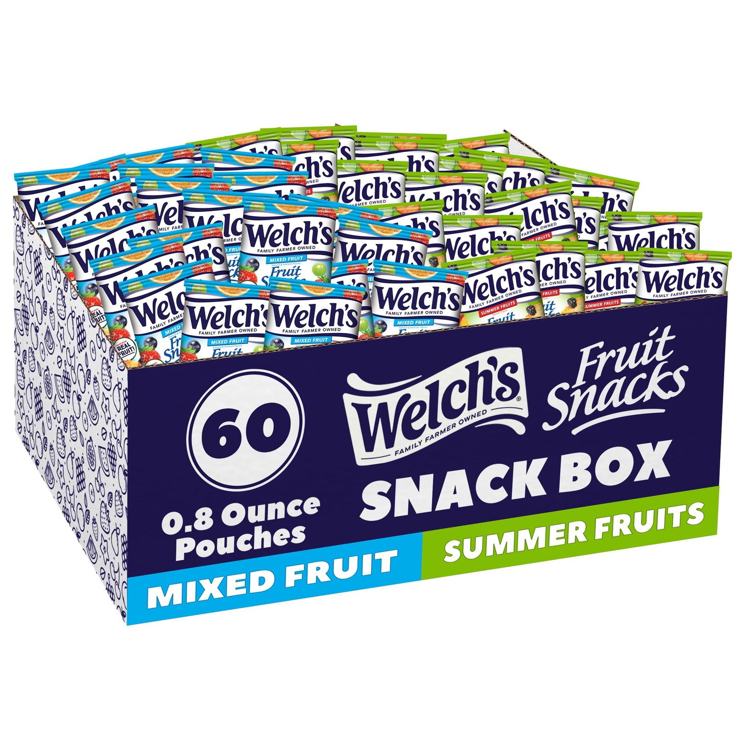 Welch S Fruit Snacks Mixed Fruit & Summer Fruits Variety Pack Great For School Lunches Bulk Pack Individual Single Serve Bags 0.8 Oz (Pack Of 60)