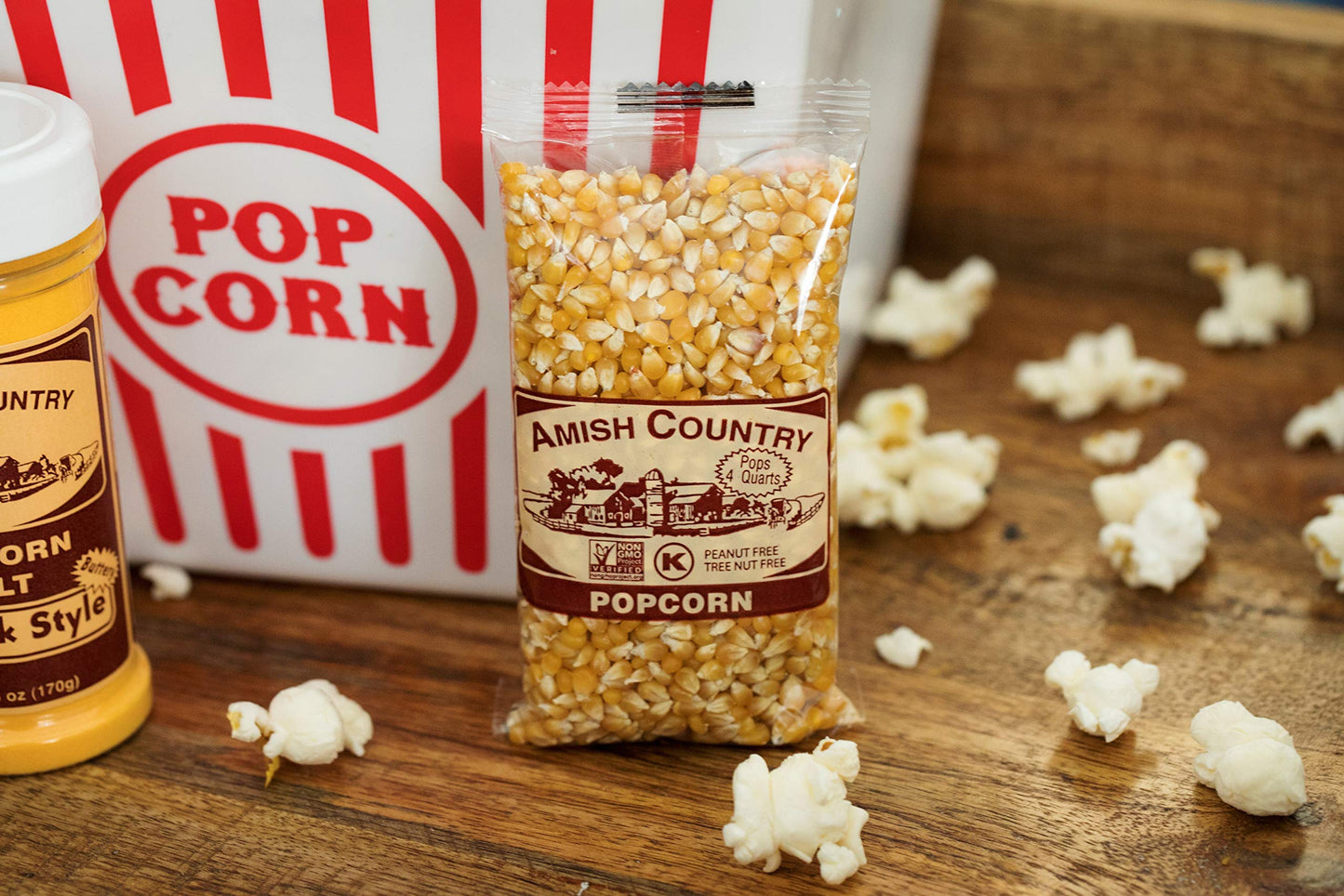 Amish Country Popcorn | 24-4 Oz Bags - Ladyfinger Kernels | Old Fashioned, Non-GMO and Gluten Free