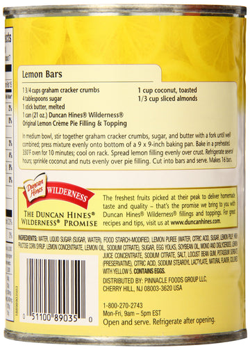 Duncan Hines Wilderness Pie Filling & Topping, Lemon Creme, 21 Ounce (Pack Of 8)