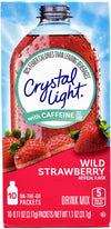 Crystal Light On The Go Wild Strawberry Drink Mix with Caffeine, 10-Pack, 0.11 Ounce Each, Pack of 6