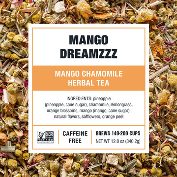 Tiesta Tea - Mango Dreamzzz | Mango Chamomile Herbal Tea | Premium Loose Leaf Tea | Non Caffeinated Tea | Make Hot Or Iced Tea & Brews Up To 200 Cups | Made W/ Natural Ingredients - 12Oz Resealable Bulk Pouch