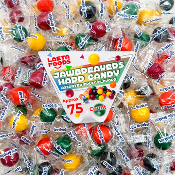 LaetaFood Jawbreakers Mini Hard Candy Fruit Flavored Assortment Individually Wrapped (1 Pound Bag)