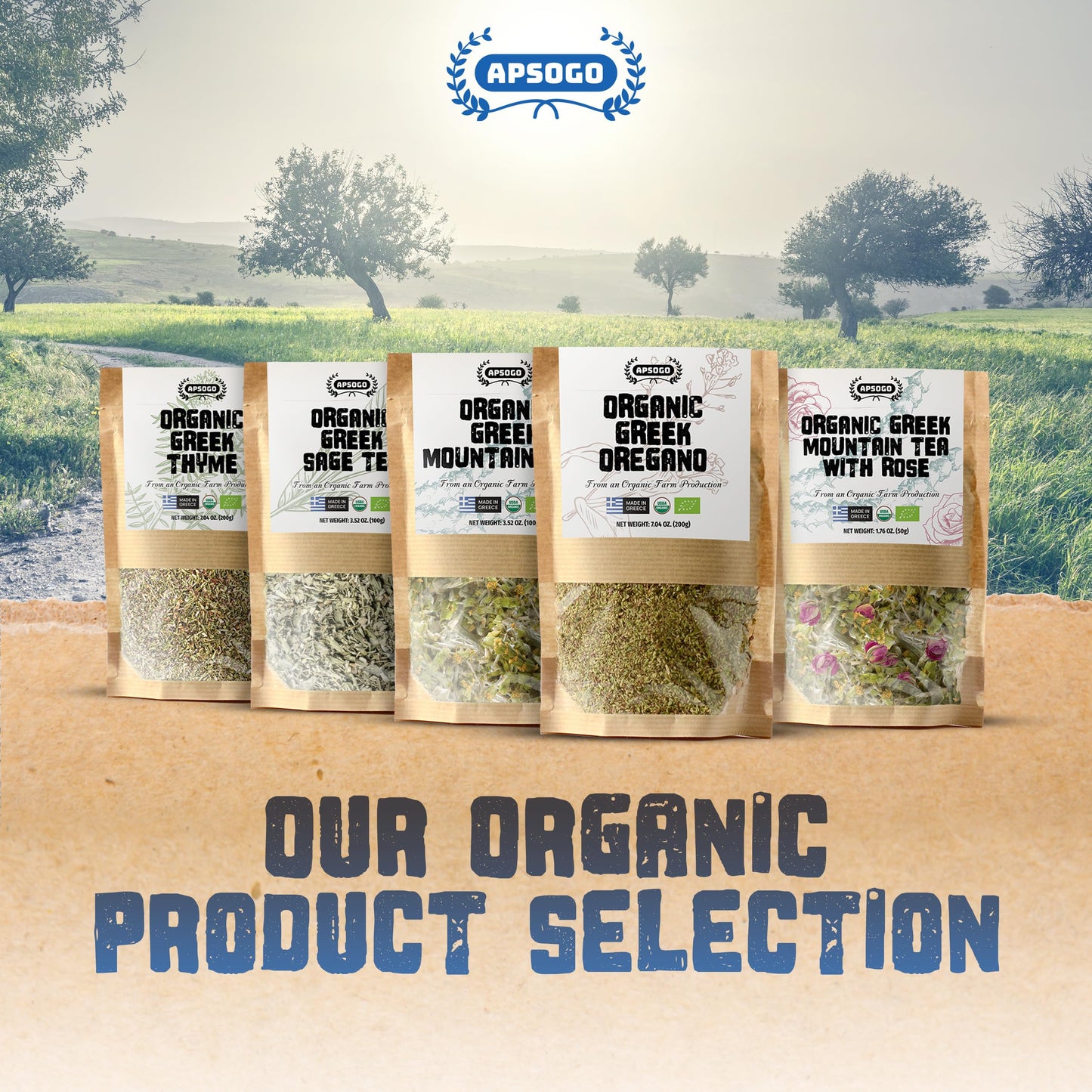 Apsogo Dried Organic Thyme From Greece - Premium Quality & Exceptional Taste, Perfect As A Spice Or Thyme Tea (7.05Oz)