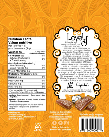 Lovely Candy Co. Mango Ginger Chews, Made with Real Ginger, Individually Wrapped, 5oz (6-Pack) | Gluten-Free, Non-GMO, NO Artifi
