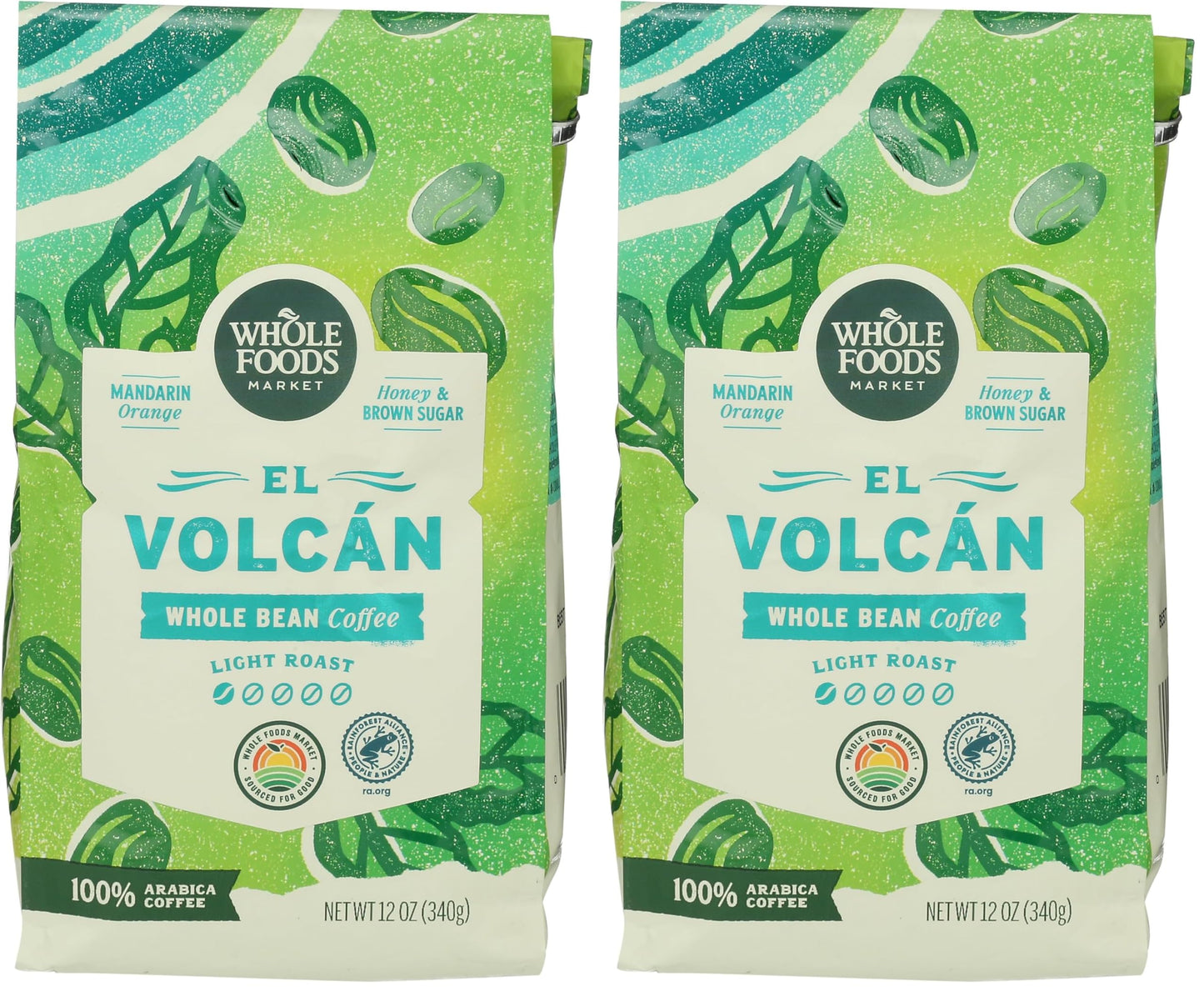 WHOLE FOODS MARKET El Volcan Whole Bean Coffee, 12 OZ (Pack of 2)