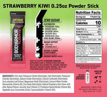 Bodyarmor Flash Iv Electrolyte Packets, Strawberry Kiwi, Lemon Lime, & Tropical Punch Variety Pack - Zero Sugar Drink Mix, Singl