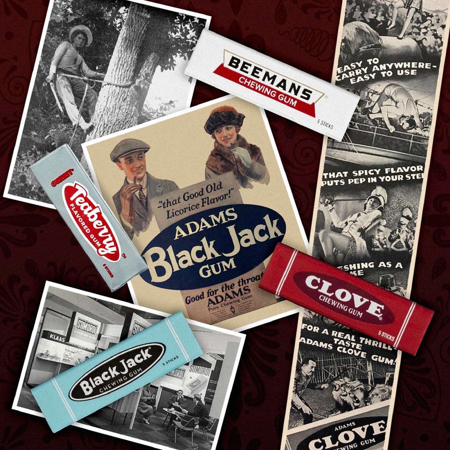 Gerrits 20 Count Variety Gum Pack - Clove Beemans Teaberry & Black Jack Nostalgic Chewing Gum Bulk Pack Old-Fashioned Candy 4 Flavors Old School Candy