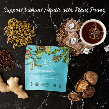 The Tea Spot Organic Ashwagandha Herbal Tea With Adaptogen For Immune Support & Stress Management | Blend Of Dandelion, Chaga &