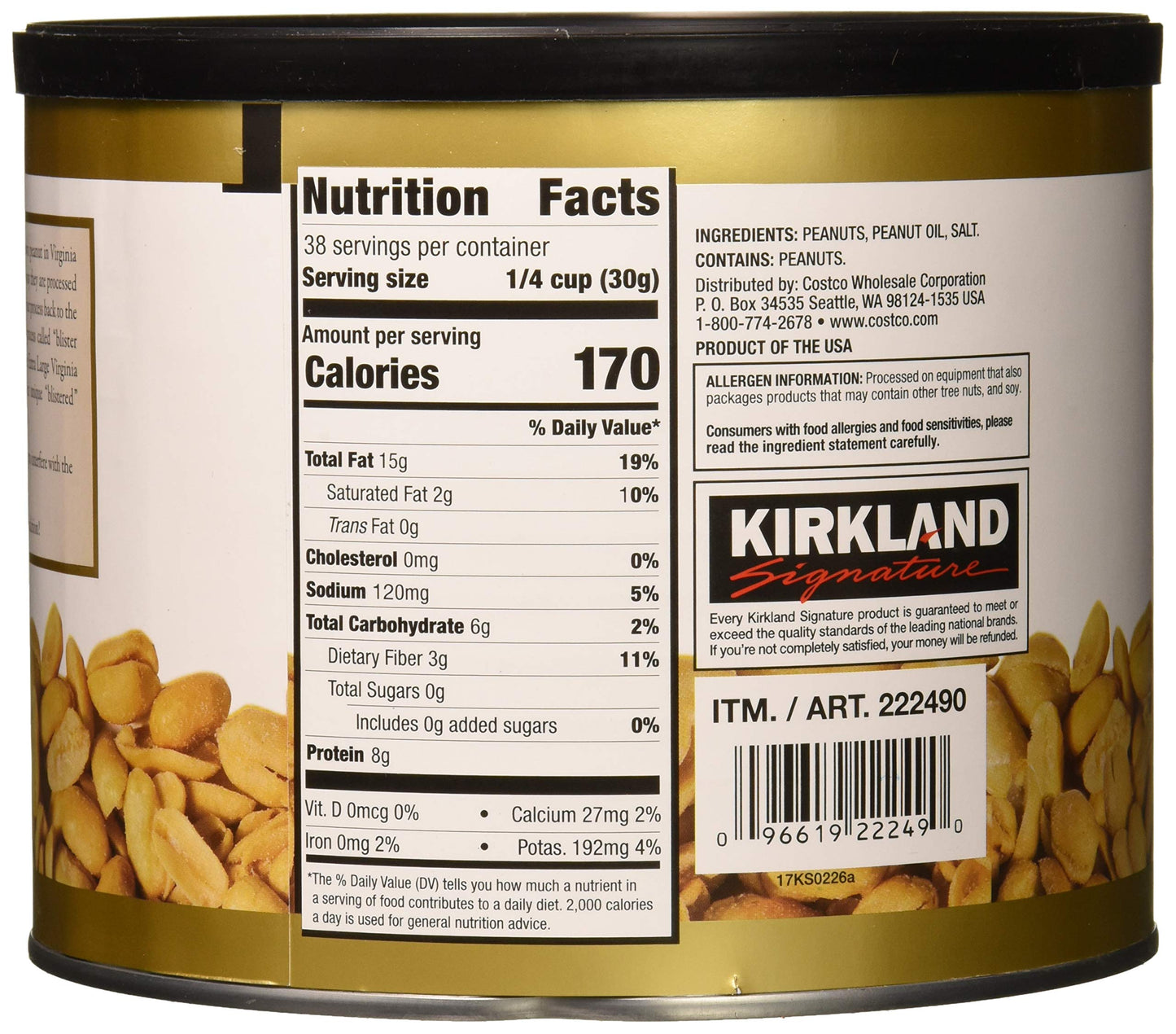 Kirkland Signature Nuts, Super Xl Va Peanuts, 40 Ounce (Pack Of 2)