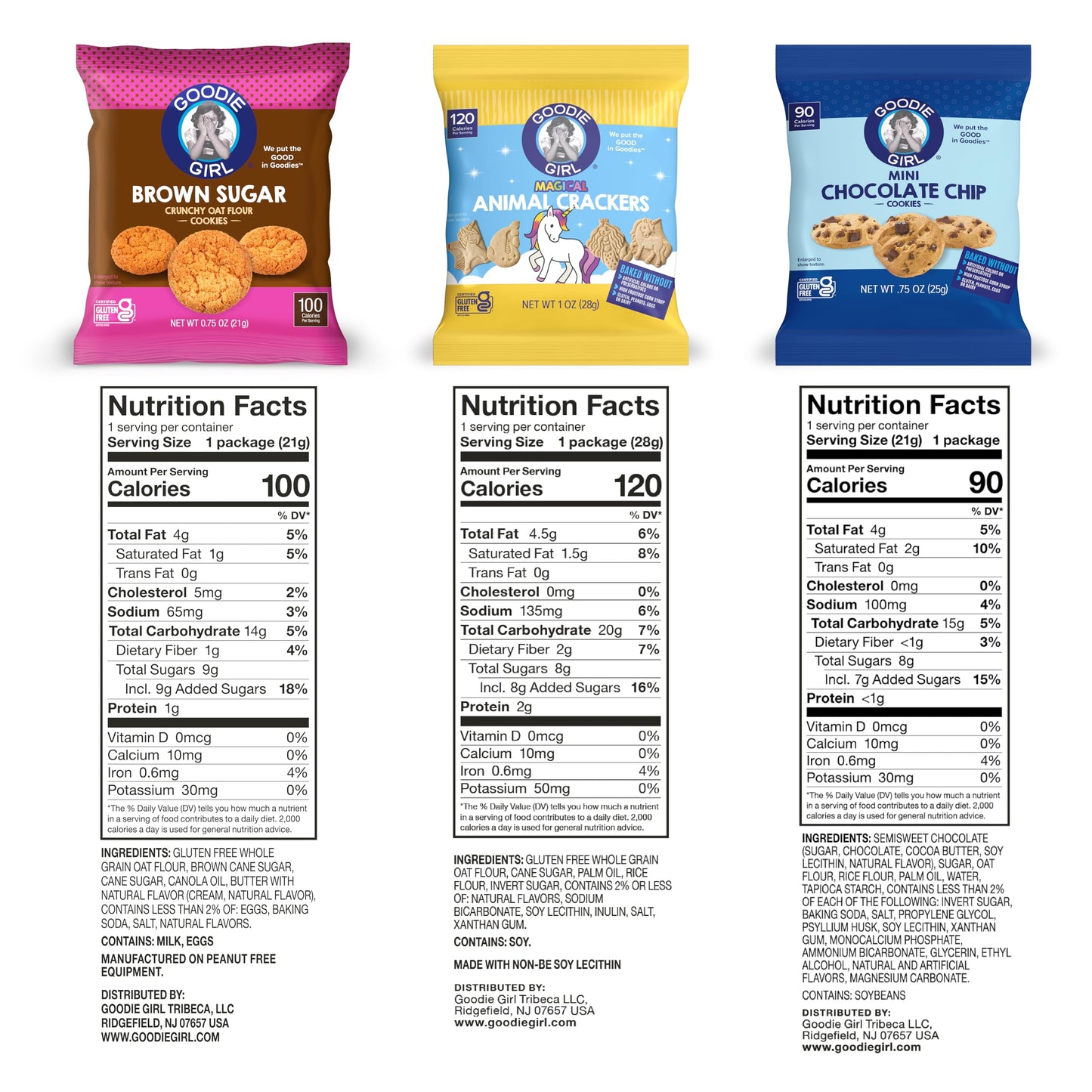 Goodie Girl Snack Pack Variety - Gluten Free Animal ers, Mini Chocolate Chip & Brown Sugar Cookies - 1.75 Ounce (Pack of 12)