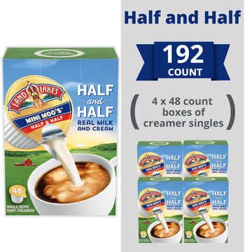 Land O' Lakes Mini Moo’S Half & Half Creamer Singles, Shelf-Stable, 48 Count (Pack Of 4)