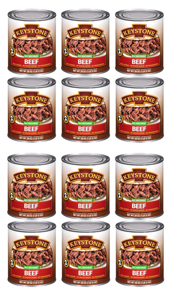 Keystone Meats All Natural Heat and Serve Canned Beef 28 Oz Fully Cooked Canned Meat Long Shelf Life Emergency Survival Canned F