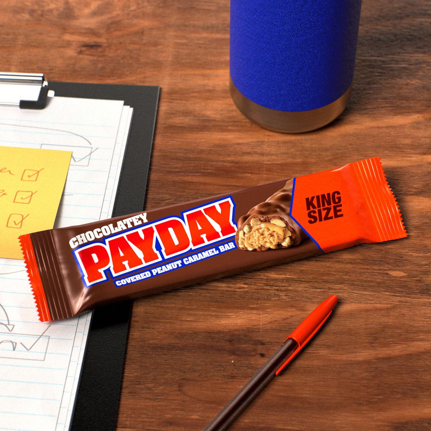 HERSHEY'S PAYDAY King Size Chocolatey Peanut Caramel Candy Bars, 3.1 oz, Bulk Individually Wrapped (18 Count)