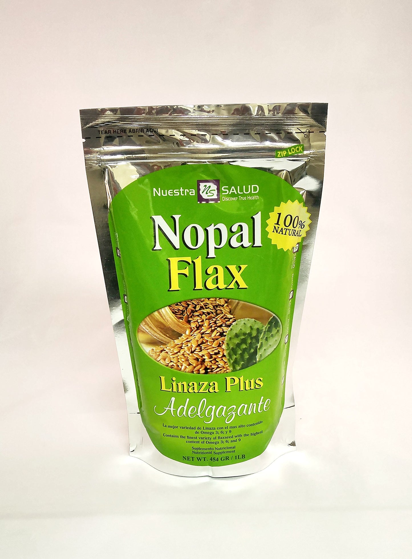 Nopal Flax Linaza Plus Original Colon Cleansing & Constipation (1LB) 100% Natural Blend of Ground Linaza -Senna- Lucuma- Prickly