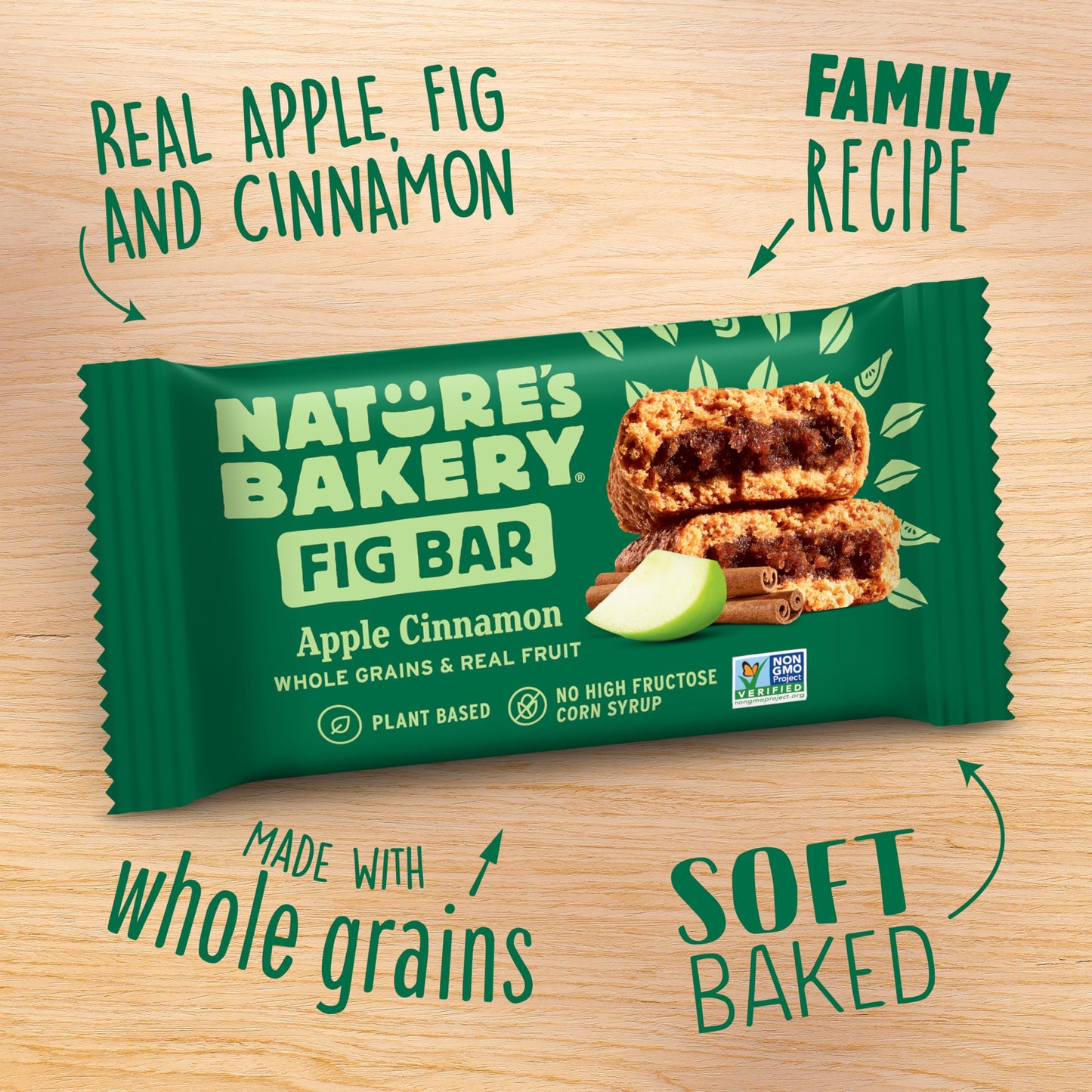 Natures Bakery Whole Wheat Fig Bars, Apple Cinnamon, Real Fruit, Vegan, Non-GMO, Snack bar, 6 Count (Pack of 6)
