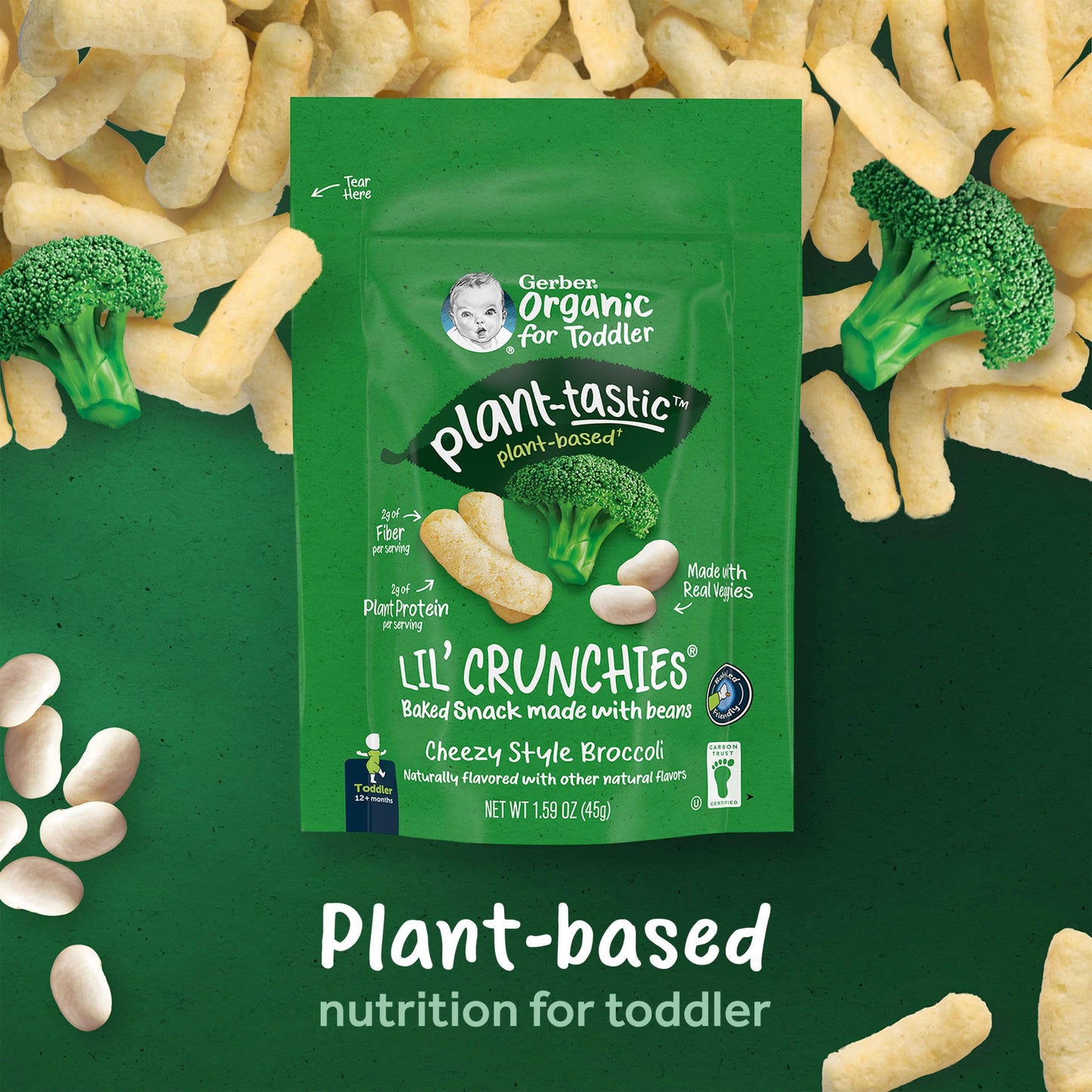 Gerber Toddler Food, Organic Lil Crunchies, Plant-Tastic, Cheezy Style Broccoli, Toddler Snacks, Baby Food, Baby Snacks, 1.59 Ou