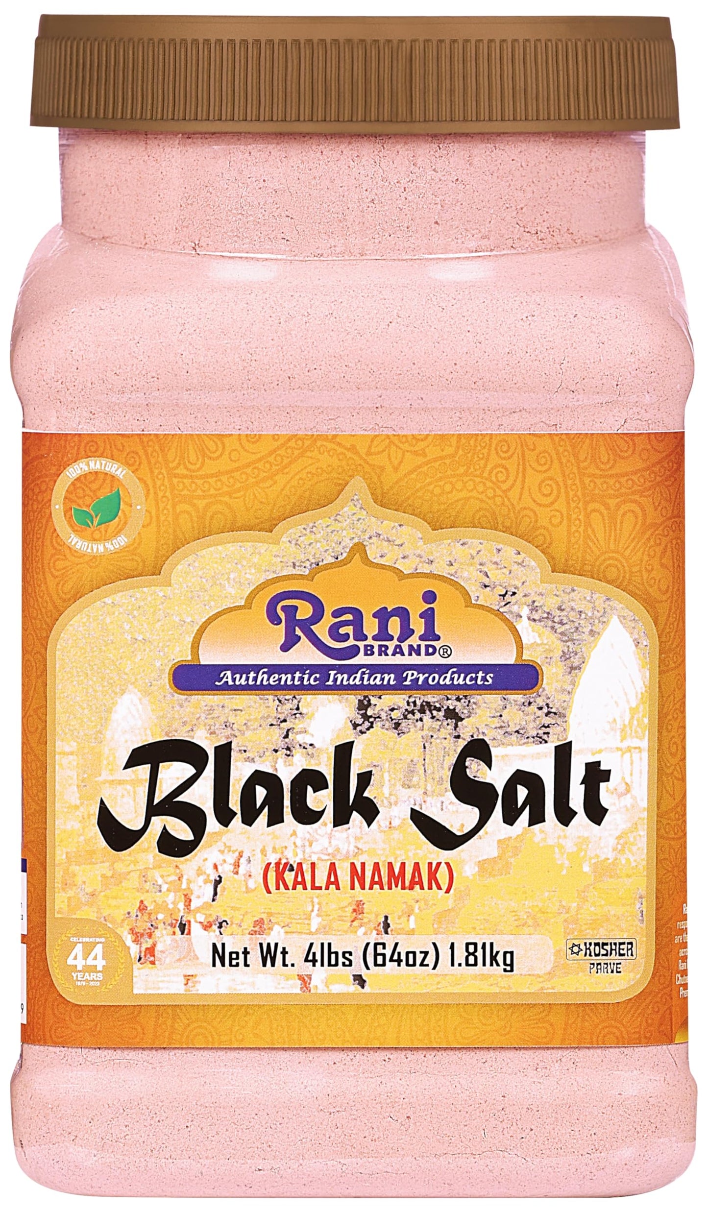 Rani Black Salt Powder (Kala Namak) Mineral 64Oz (4Lbs) 1.81Kg Bulk Pet Jar ~ Unrefined, Pure And Natural | Vegan | Gluten Friendly | Non-Gmo | Indian Origin | Perfect For Tofu Scramble