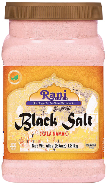 Rani Black Salt Powder (Kala Namak) Mineral 64Oz (4Lbs) 1.81Kg Bulk Pet Jar ~ Unrefined, Pure And Natural | Vegan | Gluten Friendly | Non-Gmo | Indian Origin | Perfect For Tofu Scramble