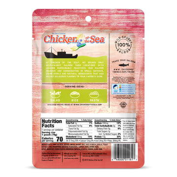Chicken Of The Sea Pink Salmon, 2.5 Ounce Packets (Pack Of 12), Wild Caught Salmon, Skinless & Boneless, Lemon & Chive