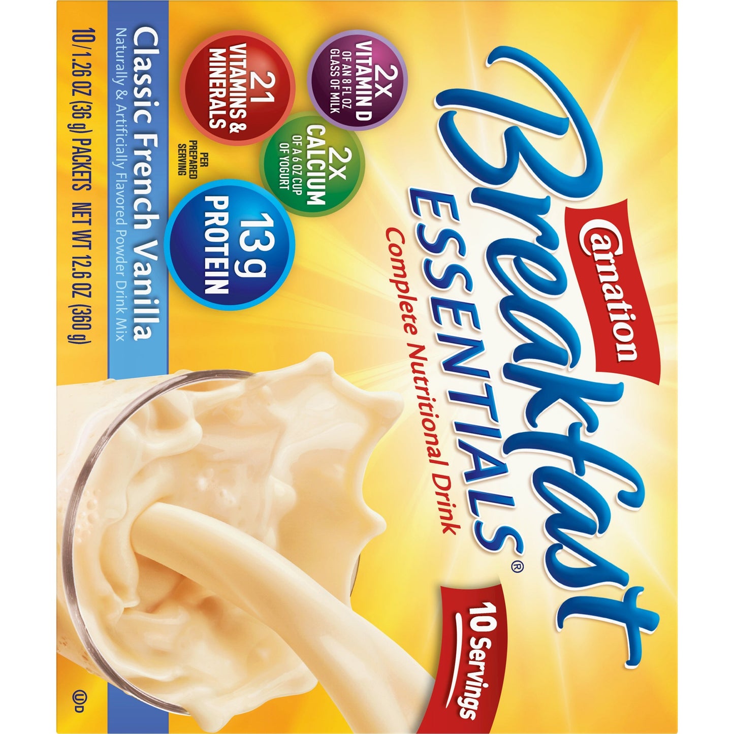 Carnation Breakfast Essentials Instant Breakfast Classic French Vanilla 10ct 2 pack