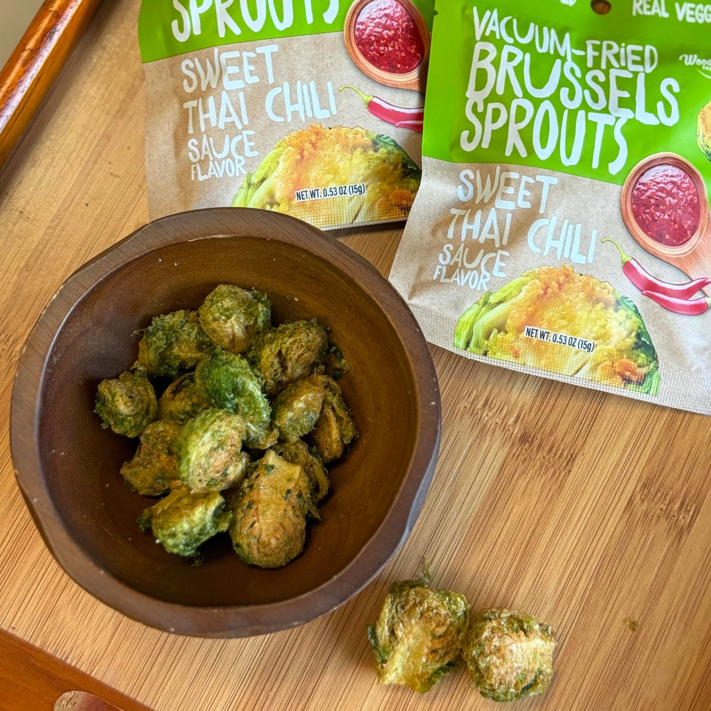 Woodridge Vacuum Fried Brussels Sprouts, Thai Chili Sauce, 6 Pack, 0.53 OZ Bags