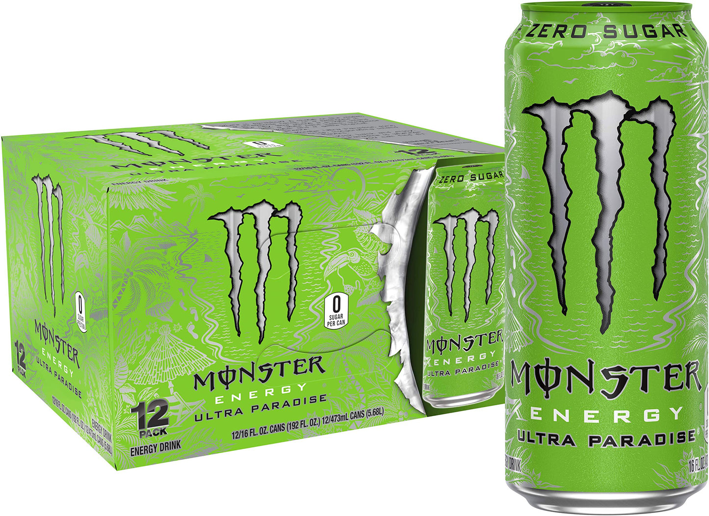 Monster Energy Ultra Paradise Sugar Free Energy Drink 16 Ounce (Pack Of 12)