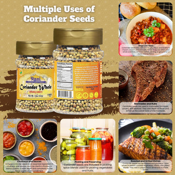 Rani Coriander (Dhania) Seeds Whole, Indian Spice 1.5Oz (42G) Pet Jar ~ All Natural | Gluten Friendly | Non-Gmo | Vegan | Kosher | Indian Origin