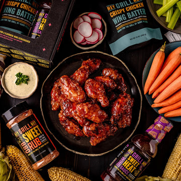 Hey Grill Hey Chicken Wing Seasoning & Sauce Kit - All-in-One BBQ Rub, Sweet Heat Sauce, 54 Ounce
