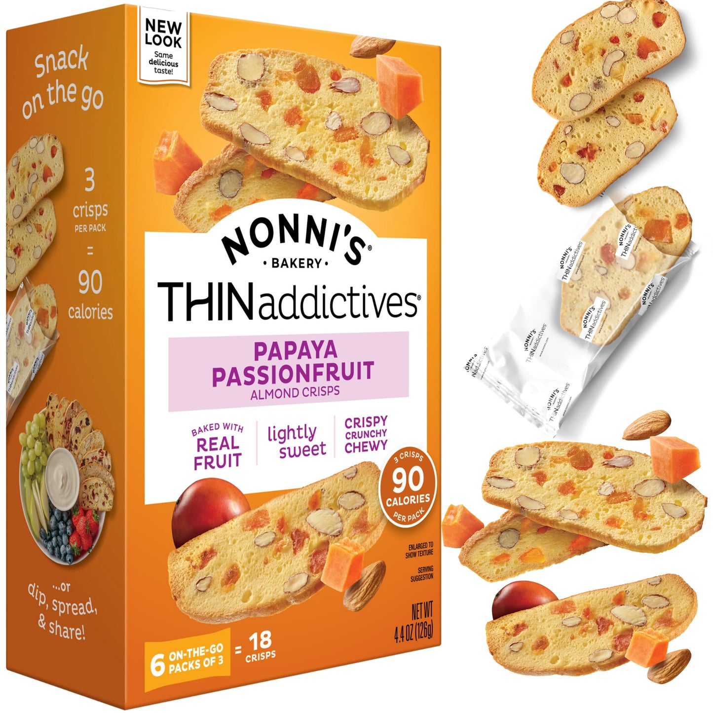 Nonni'S Thinaddictives Almond Thin Cookies - Papaya & Passionfruit Almond Cookie Thins - Biscotti Italian Cookies - Biscotti Ind