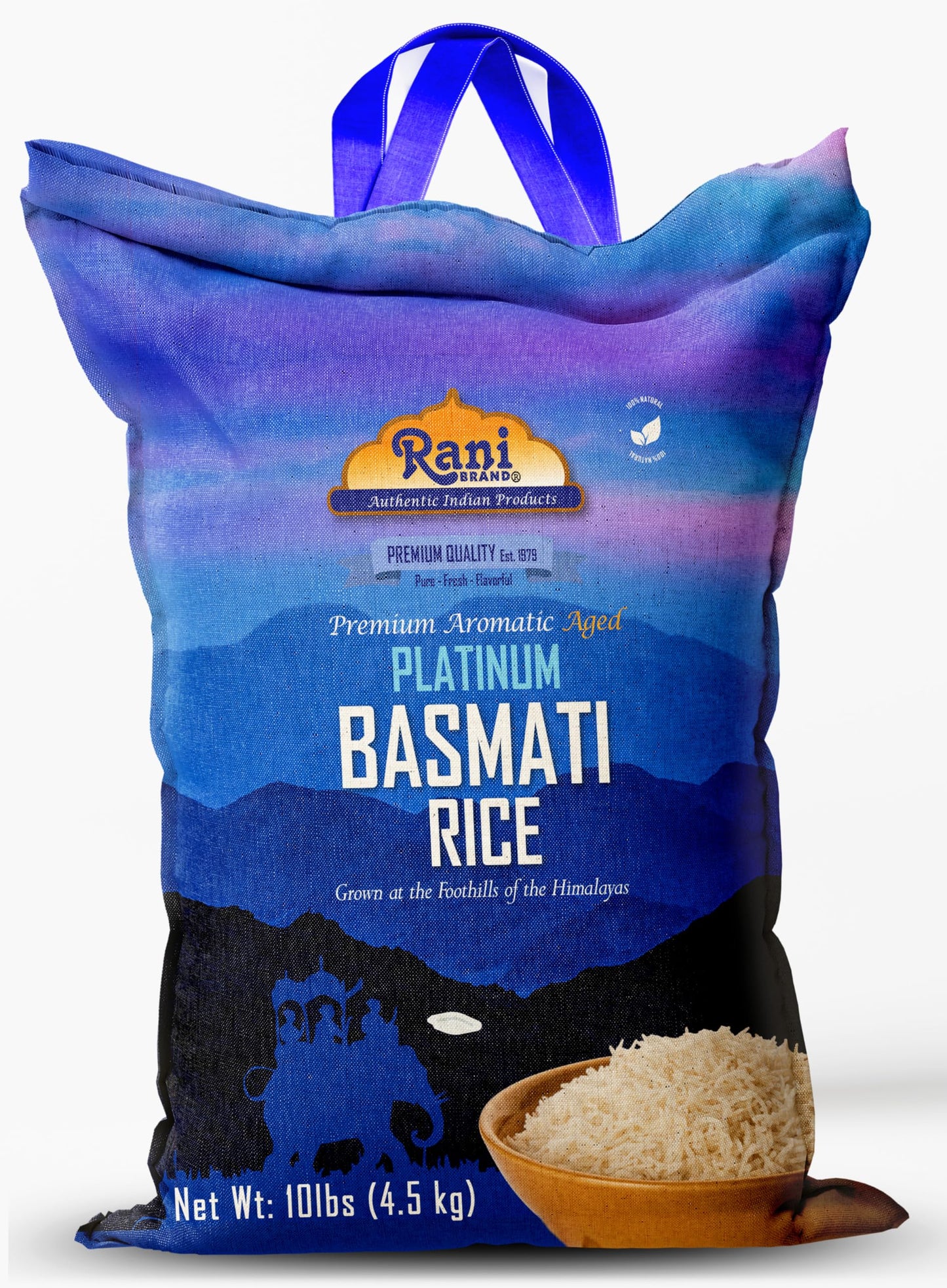 Rani Platinum White Basmati Rice Extra Long Aged 10-Pound Bag, 160oz (10lbs) 4.53kg ~ All Natural | Gluten Friendly | Vegan | In