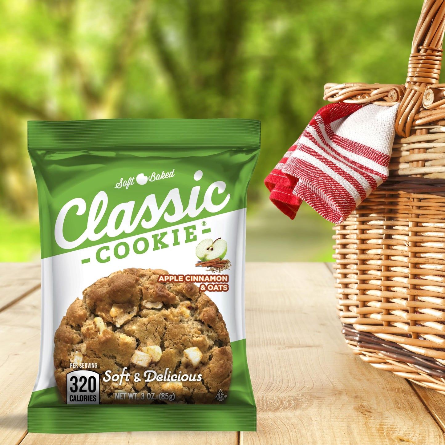 Classic Cookie, Soft Baked Cookie, Apple Cinnamon & Oats Cookie 3Oz, 8 Count Pack