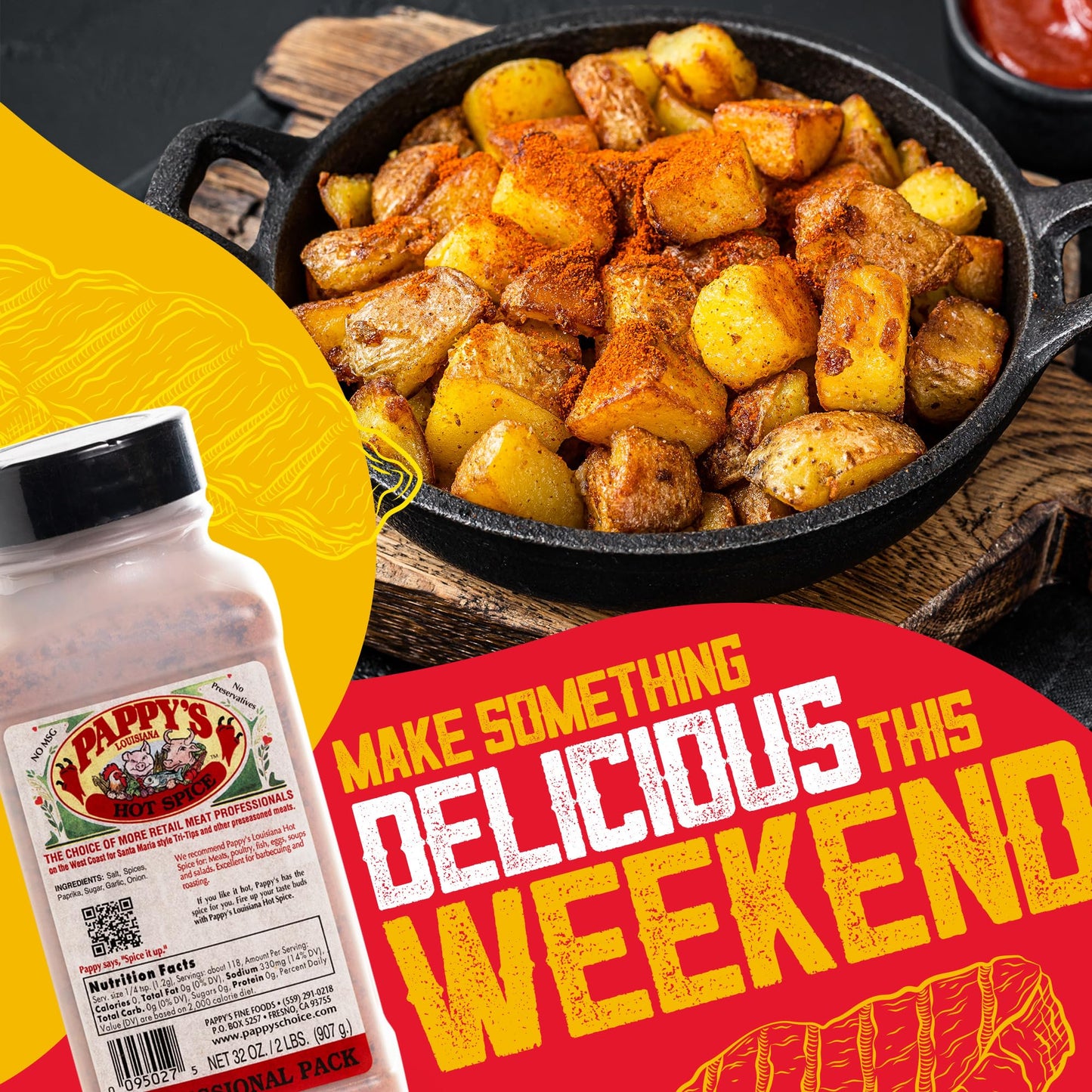 Pappy's Louisiana Hot Spice - Bold Seasoning for Jambalaya, Gumbo, Cajun Shrimp, Blackened Chicken, and Spicy BBQ | Perfect for