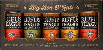 Rufus Teague Bbq Seasoning Gift Set, Big Box O' Rub Bbq Dry Rub For Smoking And Grilling Meat, 5 Flavor Spice Set, Bbq Gifts For Men Who Like Grilling
