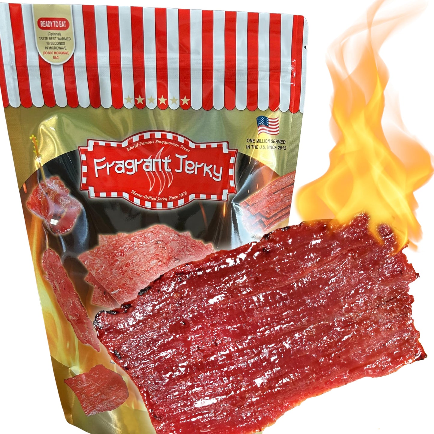 Singapore Street Food, Fire-Grilled Beef Jerky (Original Flavor 8oz) *Fresh Grilled to Order *Shipped the Same Day *L.A. Times H