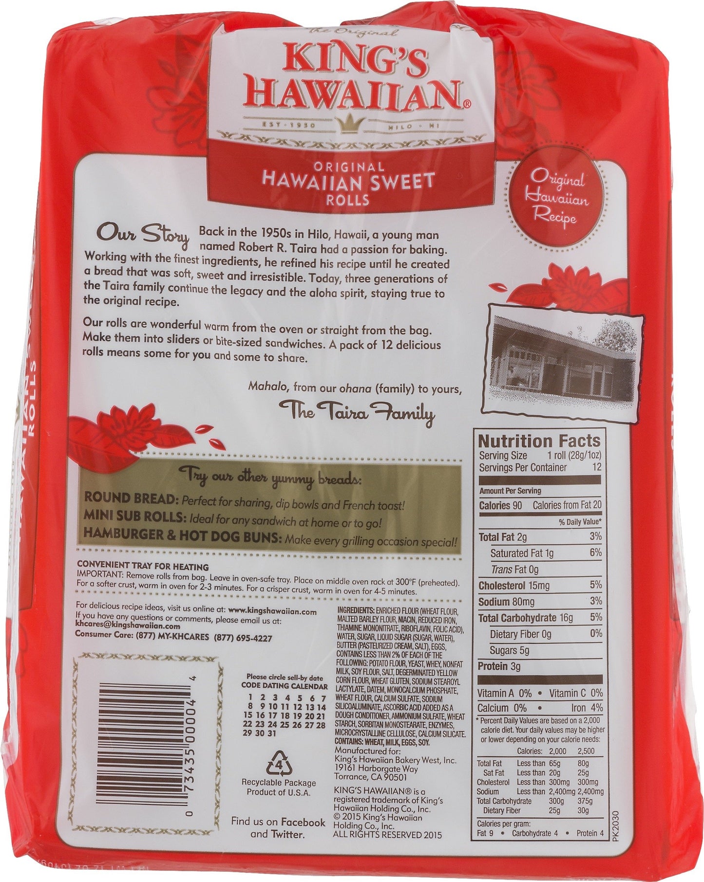 King's Hawaiian Original Hawaiian Sweet Rolls 12 CT (Pack - 2)