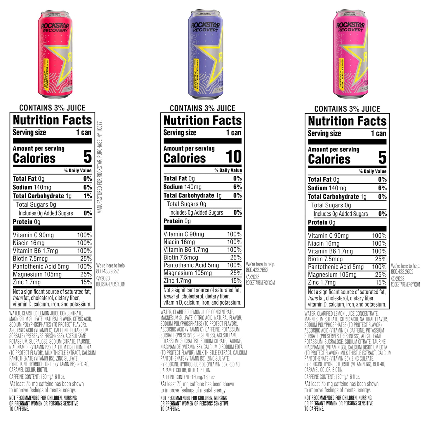 Rockstar Recovery Non-Carbonated Energy Drink Variety Pack, 16 Fl Oz Cans, 160mg Caffeine, 12 Pack