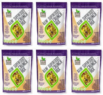 Betterfoods Raw Superfoods Crunch Mix | Premium Pumpkin, Sunflower, Flax, Chia, Sesame Seeds, Almonds, Goji Berries & Raisins Blend | 6G Protein, Vegan, Non-Gmo, No Gluten/Salt/Soy | 24Oz, Pack Of 6